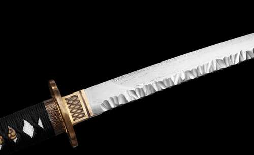 Espada Samurai Japonesa Hecha a Mano Katana Damasco Acero Rojo Oscuro Saya Latón Fittin - Imagen 13 de 16