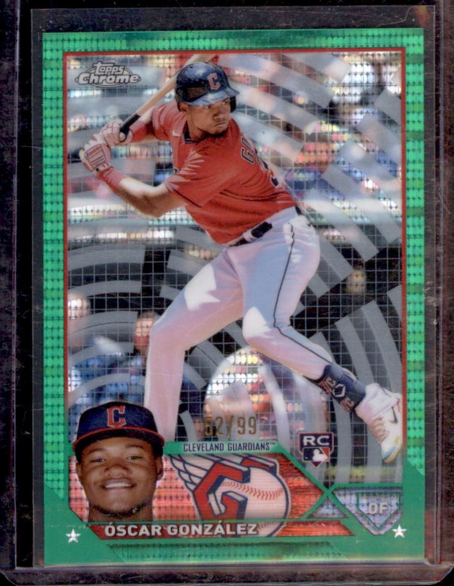 2023 Topps Chrome Green Sonar Refractor Óscar González Rookie /99 Cleveland