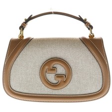 GUCCI Blondie Blonde GG Logo Leather 2-way Chain Shoulder Bag Top Handle Used 2b
