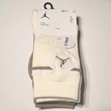 Air Jordan Jumpman Nike Boys 2 Pair Crew Socks S 7-9 3Y-5Y Diamond Logo Tan
