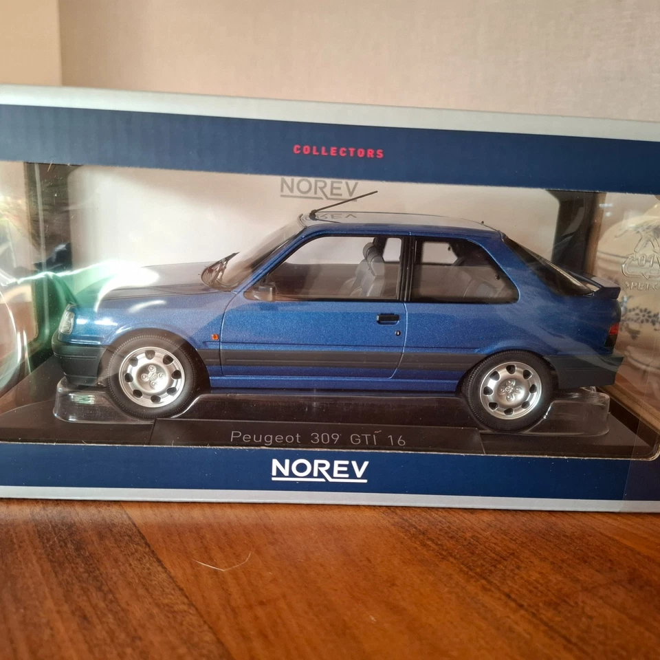 PEUGEOT 309 GTI 16 bleu miami phase 2 de 1991 NOREV 1/18e ref 185881 - Photo 2/4