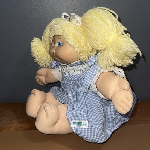 Vintage Cabbage Patch Kids doll 1978, 1982 blue gingham dress bloomers diaper - Picture 4 of 15