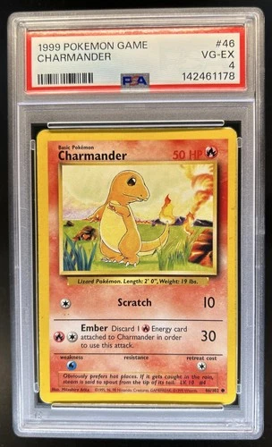 1999 Pokemon Unlimited Charmander Common #46/102 PSA 4