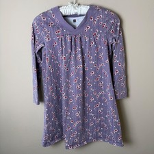 Tea Collection Floral Dress Girls 10 Purple Red Floral V-Neck Long Sleeve