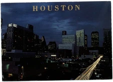 Texas Houston skyline night view time lapse ~ 2001 postcard sku953