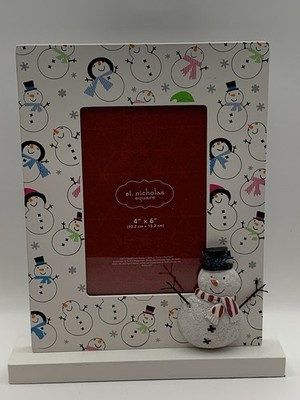 St Nicholas Square Snowman Themed 4  X 6  Photo Frame Vertical Free Standing NEW