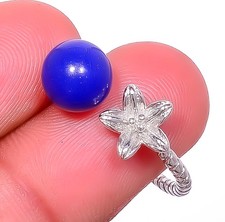 Lapis Lazuli Gemstone 925 Silver Plated Ring Adjustable 76