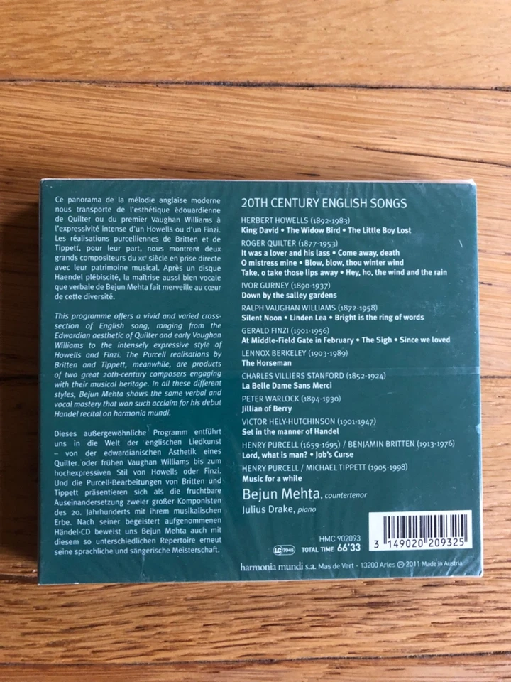 BEJUHN MEHTA - DOWN BY THE SALLEY GARDENS, JULIUS DRAKE, HM CD DIGIPAK NEU - Bild 2 von 2