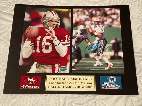 Joe Montana ,Dan Marino Autographed signed 5x7 Photo In a 8x10 Matt with COA.HOF