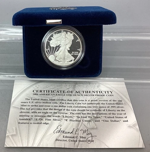2008 W Proof American Silver Eagle - With Box & CoA