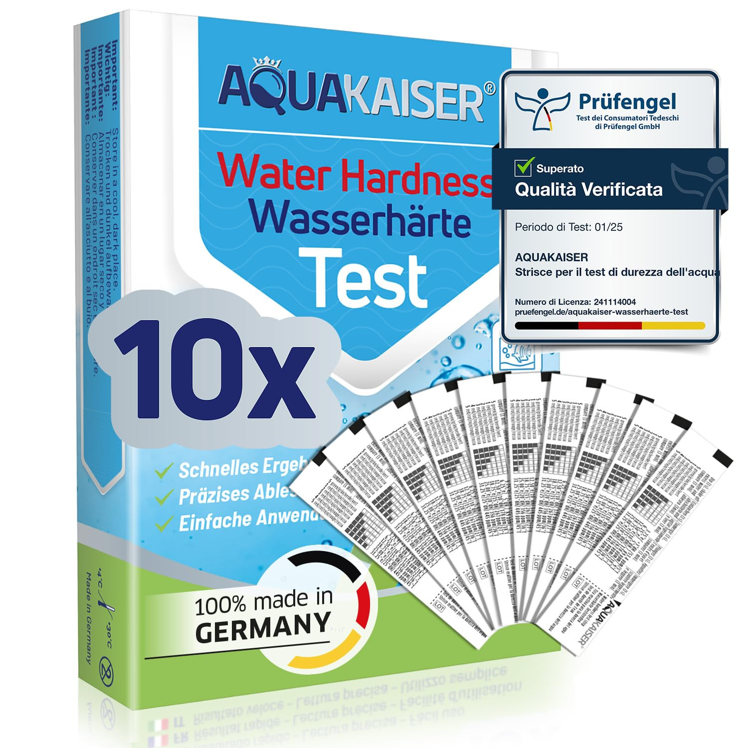 Test Durezza Acqua Gradi Francesi - 10 Strisce Reattive Confezionate Singolarmen