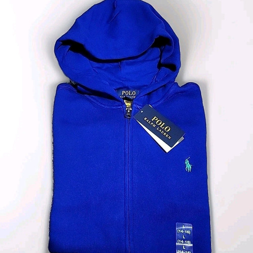 Polo Ralph Lauren Fleece Hoodie Full Zip Jacket Pony Logo BOYS Size M L XL Blue - Bild 8 von 10