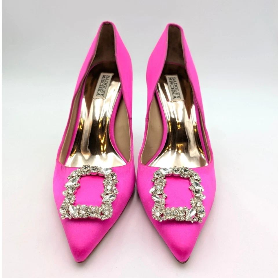Badgley Mischka Cher Crystal Embellished Heel Pump Women's Pink Size US10 EU41 - Image 2 of 4