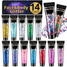 Mermaid Fairy Glitter Gel for Kids 14 Colors Body Glitter for Hair Gel