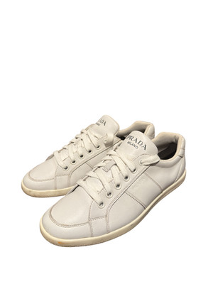 Prada Milano White Leather Sneakers Size 8