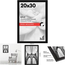 20x30 Polished Plexiglass Black Picture Frame Engineered Wood Vertical