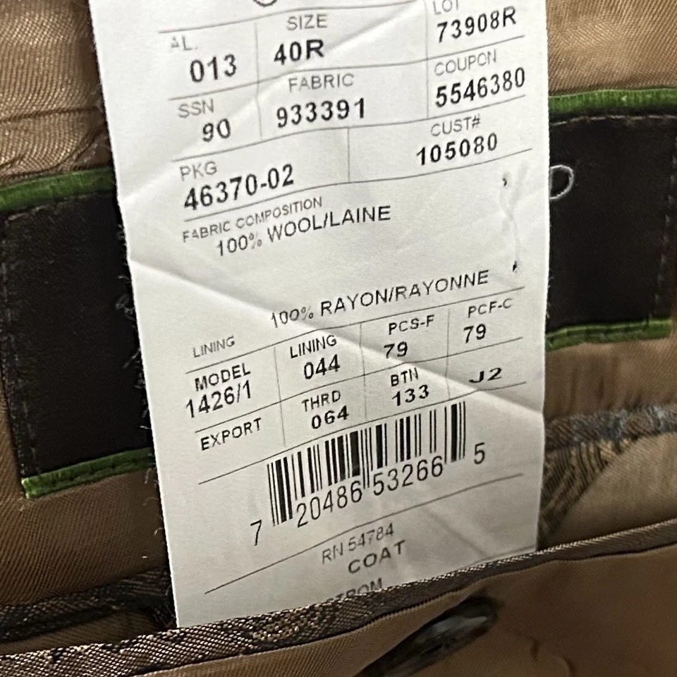 Joseph Abboud 40R Sport пальто 100% шерсти бежевый коричневый клетку две кнопки вентилируемый - Изображение 4 из 4