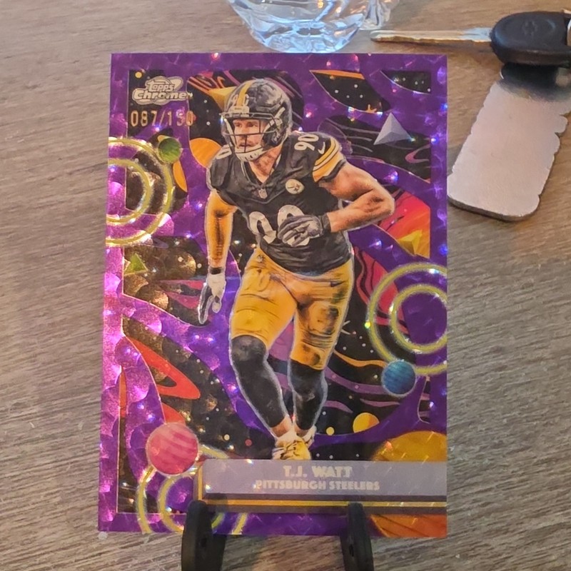Topps Chrome Cosmic T.J. Watt Steelers 2025 Purple Refractor #84 087/150