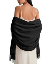 Women's Pashmina Shawl Scarf Wrap for Evening Dress, Cardigan Cape Wool Black