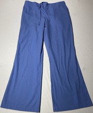 Landau Drawstring Flare Sz XS Elastic Back Blue Scrub Pant 2 Pocket Style 8335