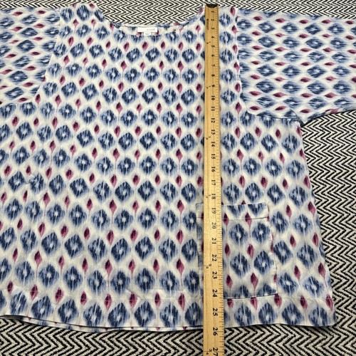 J. Jill Pure Jill Short Sleeve Top Batik w/ Pocket Sz LARGE 100% Tencel Lyocell - Picture 7 of 9