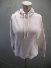 Fila Size S Womens White Cotton Blend Pocket Drawstring Activewear Hoodie 889