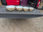 PYREX Homestead Mixing Bowl Set of 4 Tan/ Blue Nesting 401, 402, 403 & 404. EUC