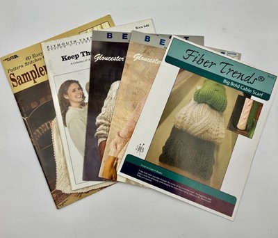 Lot of (5) KNITTING Leaflets, W/Patterns - Mostly Cable Knit  - VG Condition