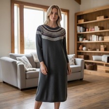 J Jill Grey Fair Isle Sweater Dress Long Sleeve Long XL