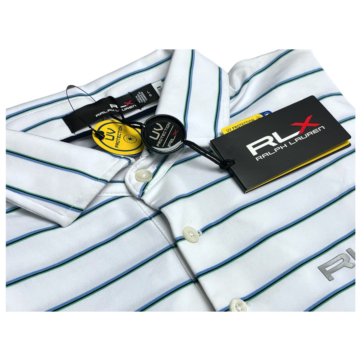 Ralph Lauren RLX ポロシャツ XS 2020 USA RLX Polo Ralph Lauren White Green Stripe Short Sleeve