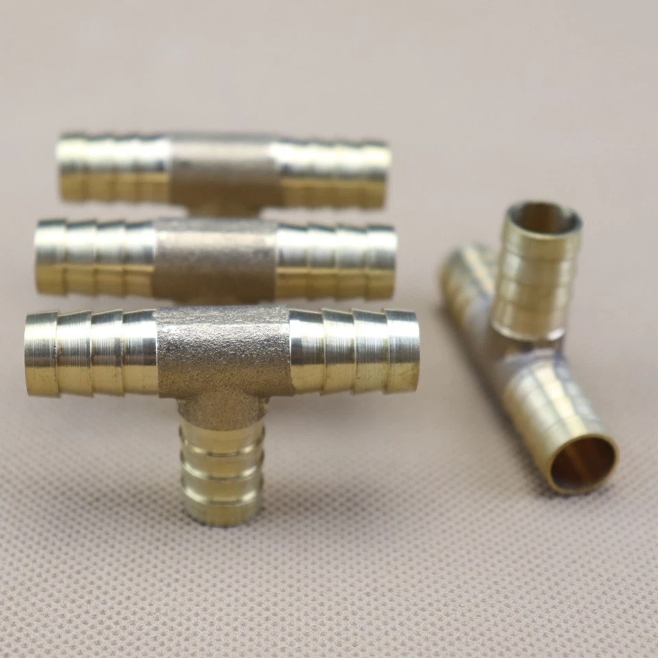 4 шт. водяной 3-полосный латунный тройник T-образный фитинг шланг воздушный топливный стержень соединитель 1/2 дюйма (12 мм) - Изображение 3 из 4