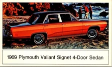 Postcard 1969 Plymouth Valiant Signet 4 Door Sedan Orange/Rust Color
