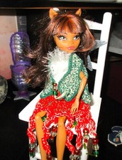 ELF OUTFIT / For Monster High dolls Sweater stocking hat Skirt Vest Christmas