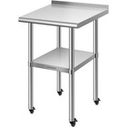 24' x 18' Stainless Steel Work Table w/ Backsplash Food Prep Commercial Table