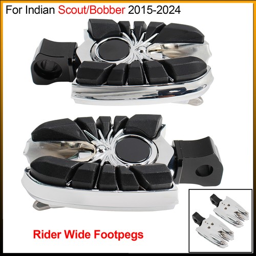 Aluminum Alloy + Rubber Rider Wide Footpegs For Indian Scout/Bobber 2015-2024