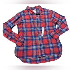 SO Goods For Life Multicolor Flannel Button Up Shirt Women’s Size Medium New