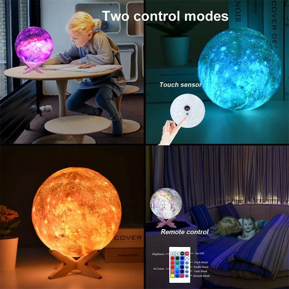 Impresión 3D Lámpara Galaxia Luz de Luna USB LED Noche Luz Lunar Táctil Cambio de Color Foto 4 de 4