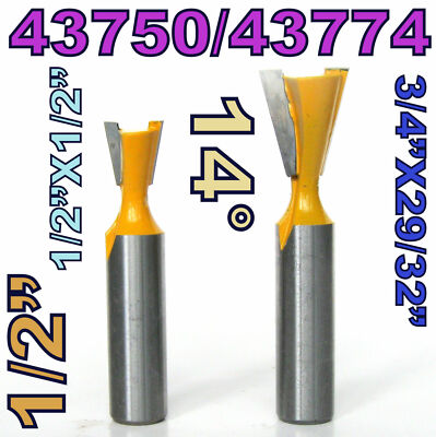 2 pc 1/2'' SH 14° Dovetail Router Bit Set For Omni jig (43774+43750) S