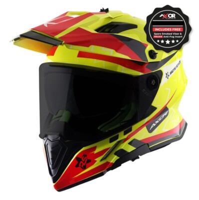 Axor X-Cross Adventure Dual Sport Helmet Yellow Red Free