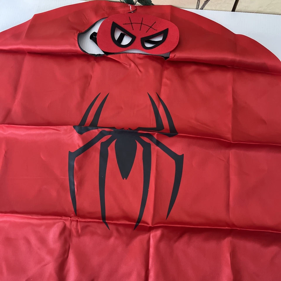 Disfraz de Halloween Spiderman Superhéroe Capa y Máscara Niños Talla Única Vestir Foto 2 de 4