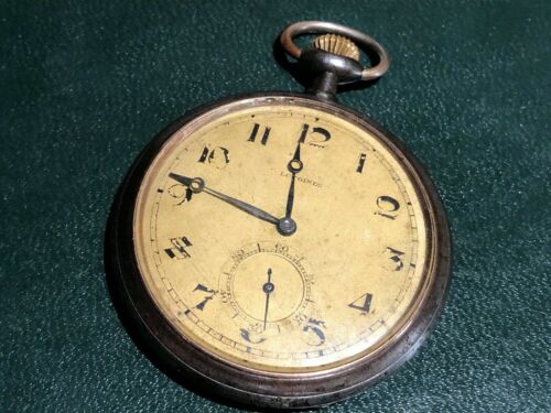 Longines 50mm diam. Pocket Watch cal.17.25 Gun metal case running order c.1920's