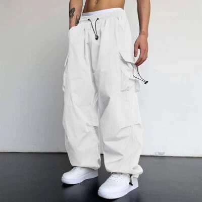 NEW Casual Baggy Cargo Parachute Pants Men's Vintage Y2k