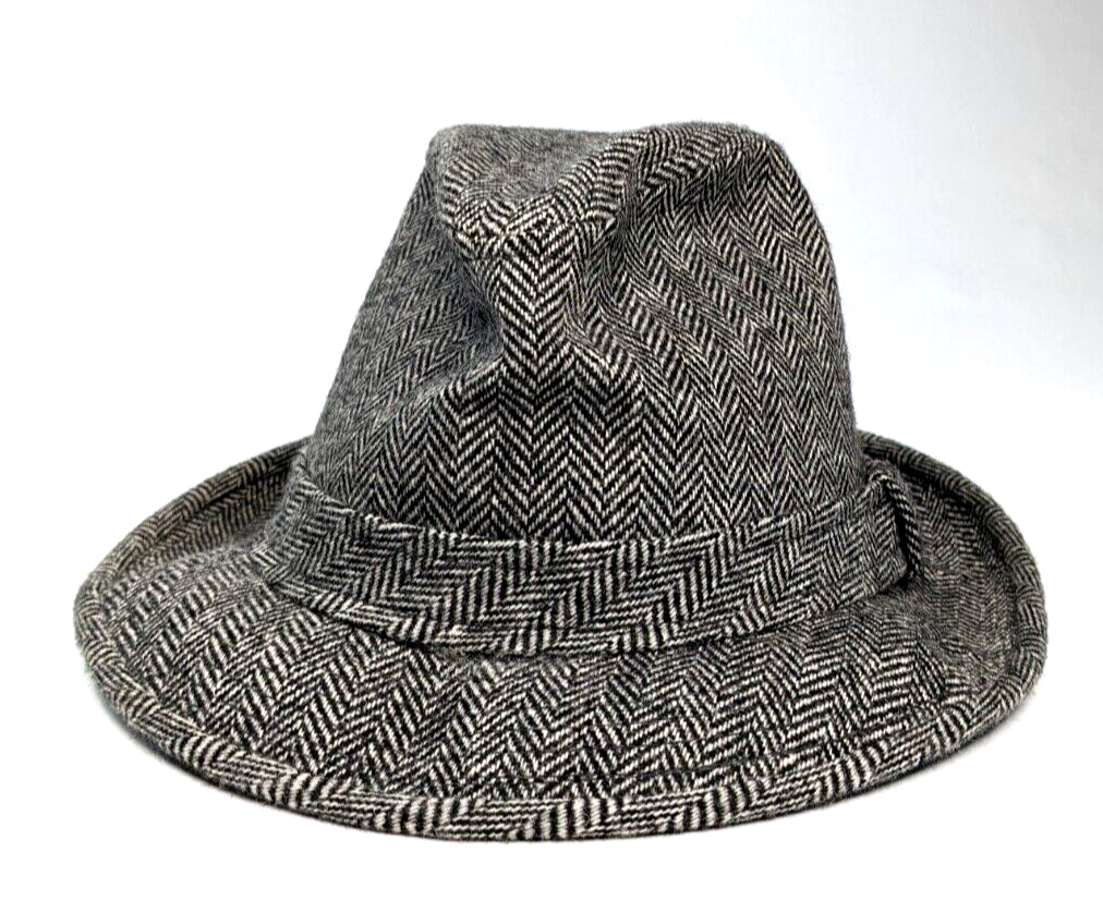 Vtg Fedora Hat Cap Trilby Men's Size 7 Black/White Fashion USA Made-image