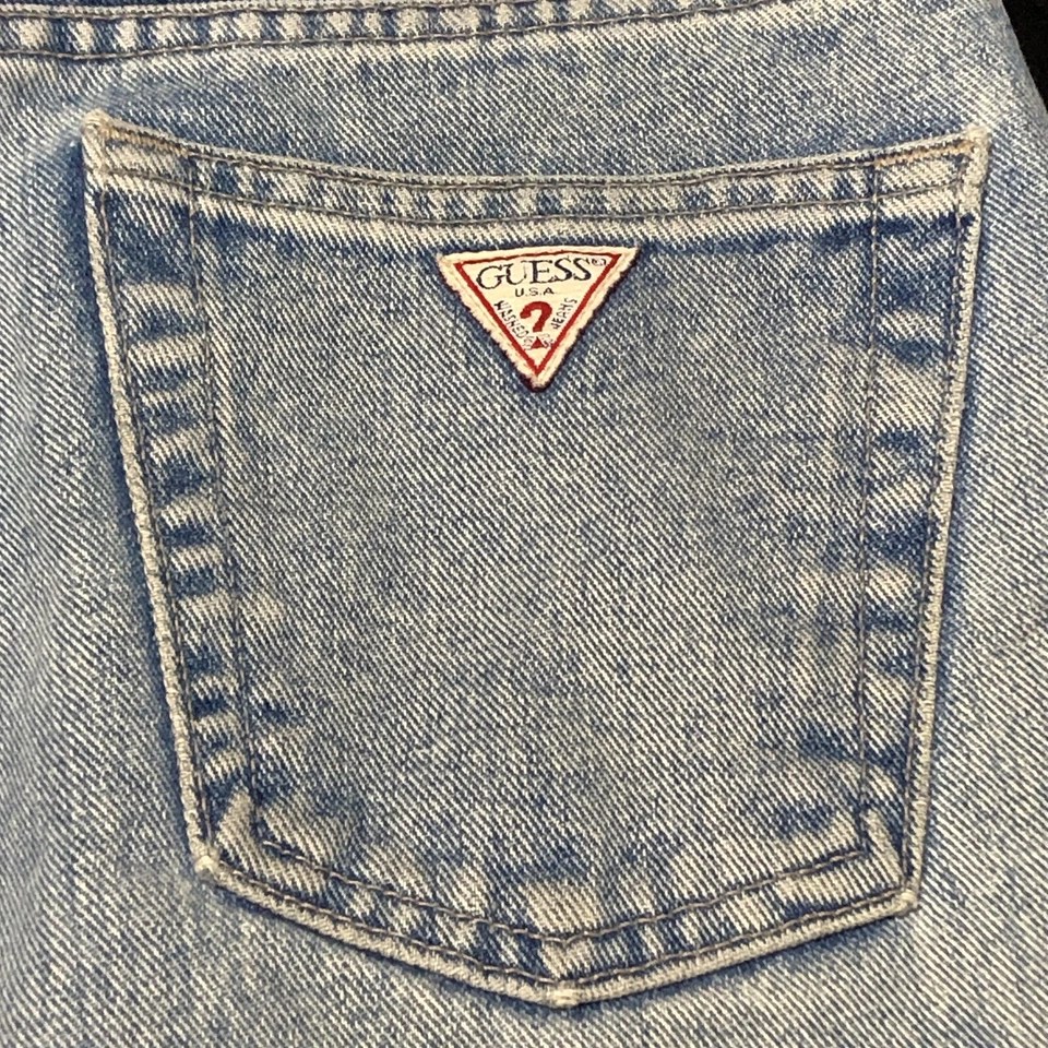 Vintage 90’s Guess Made In USA Straight Jeans Light Wash Denim (28X27) Tagged 31 - Image 4 of 4