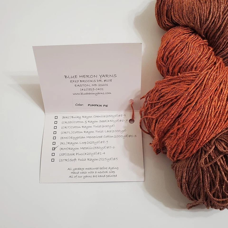 Синяя цапля пряжа вискоза металлический тыквенный пирог 550 ярдов 8,2 унц ручная роспись - Изображение 3 из 4