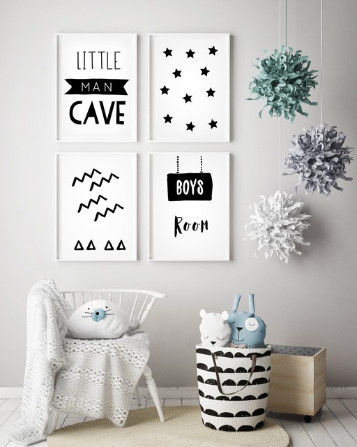 Set of 3 Little Man Cave Arrows Mint /& Black Prints Nursery Boys Room Wall Art