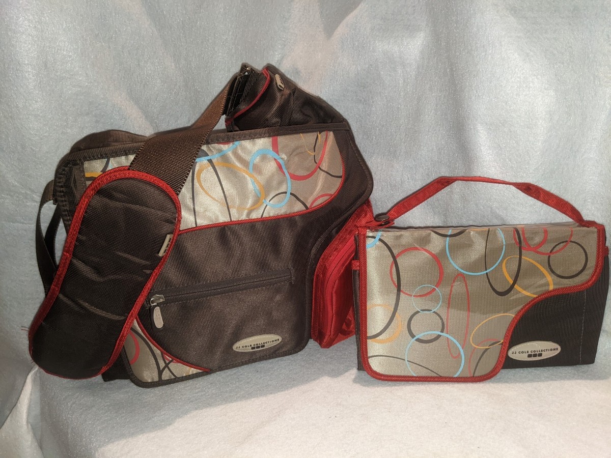 JJ Cole System 180 Diaper Messenger Bag Includes Changing Pad Brown Swirls