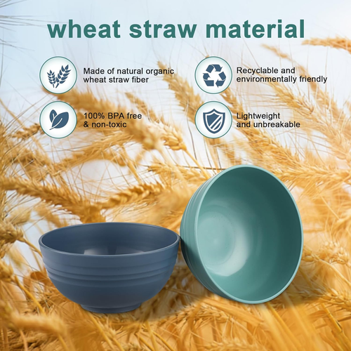 12 Pcs Unbreakable Cereal Bowls Set, 26 Oz Wheat Straw Bowls Set, Microwave & Di - Picture 4 of 12