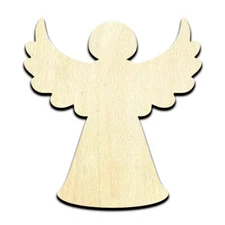 Christmas Tree Angel Laser Cut Out Unfinished Wood Shape Craft