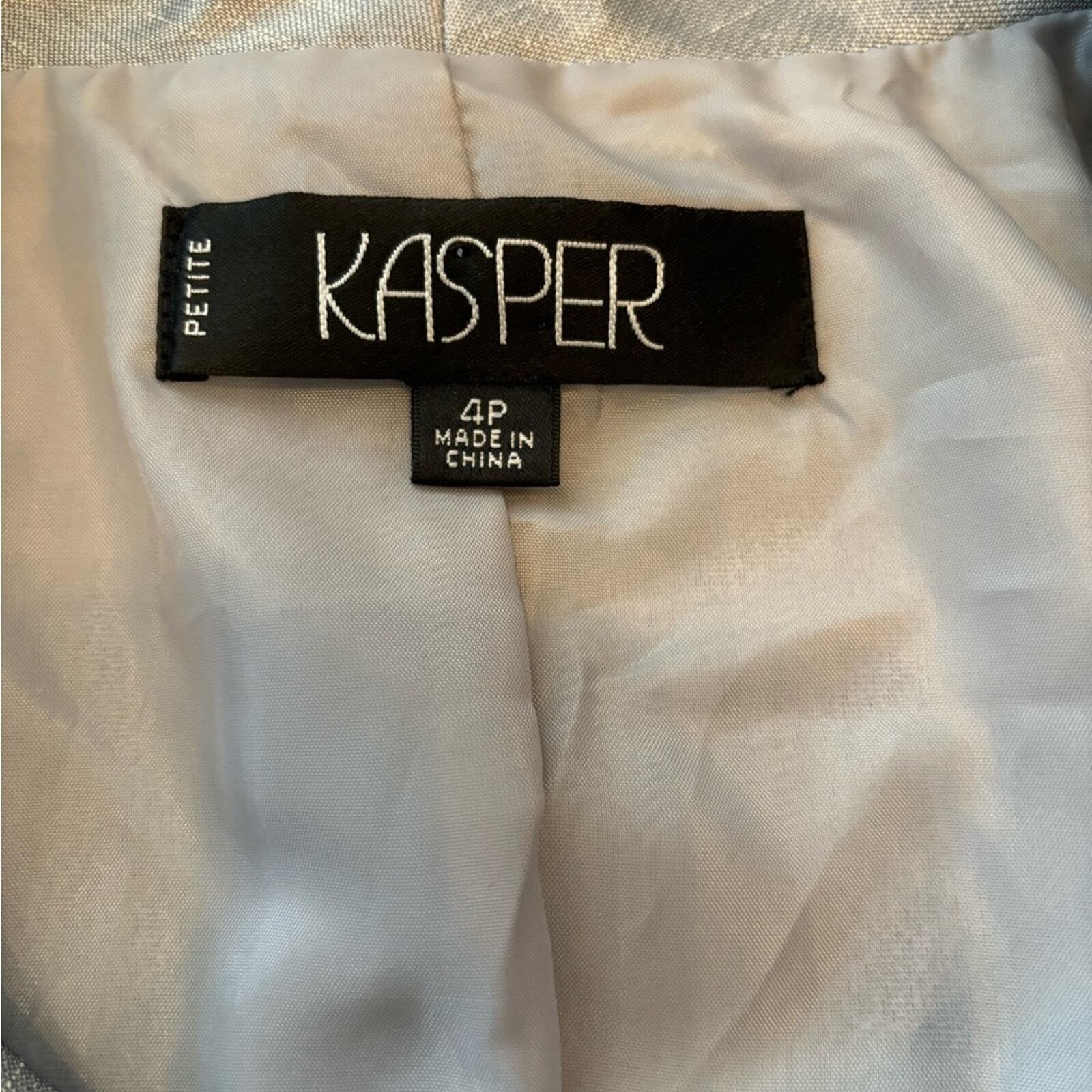 KASPER Polyester Lined Blazer Jacket Metallic Sil… - image 2